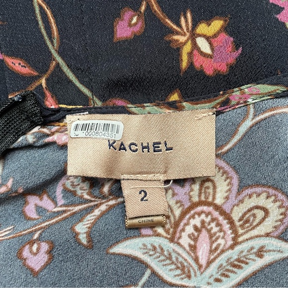 Anthropologie x Kachel Mixed Floral Print Long-Sleeve Midi Dress Black Sz 2 EUC - Picture 11 of 16